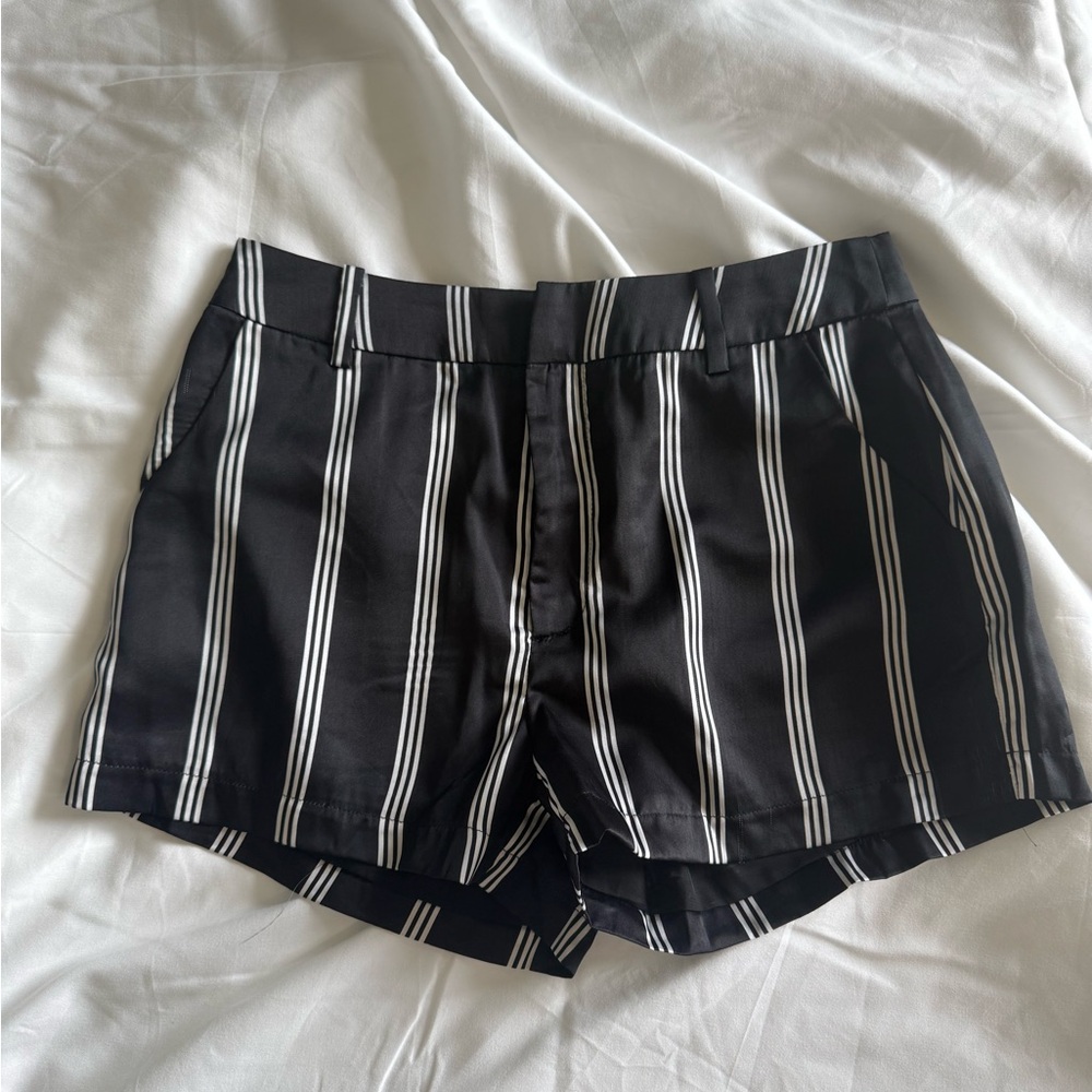 Honey Belle High Waist Black and White Striped Shorts